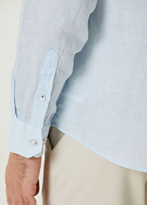 Beymen Club Açık Mavi İtalyan Yaka Keten Gömlek - 7