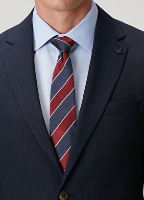 Beymen Club Navy Blue Stripe Patterned Wool Blend Suit - 7