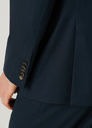 Umit Benan Navy Blue Double-Breasted Jacket - 6