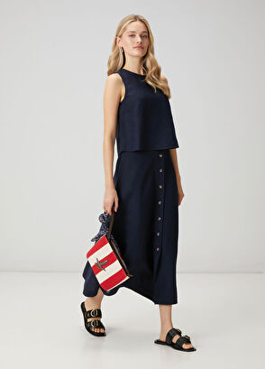 Beymen Club Lacivert Kolsuz Keten Bluz - 3