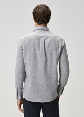 Beymen Club Comfort Fit Grey Linen Shirt - 4