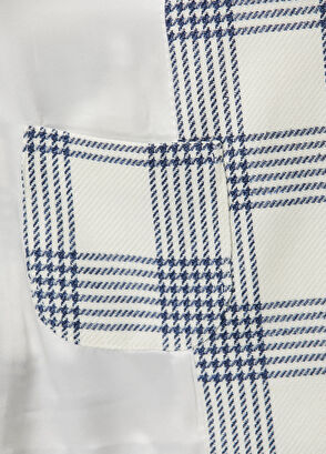 Kiton Mavi Ekose Desenli Yün Ceket - 5