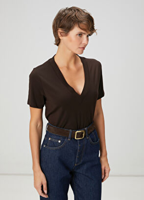 Beymen Club Dark Brown Basic T-Shirt - 4