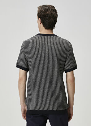 Beymen Club Lacivert Örgü Dokulu Kısa Kollu Kazak - 5