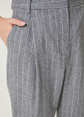Beymen Club Gray Stripes Wool Pants - 4