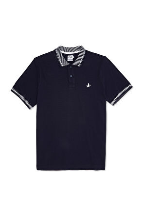 Beymen Club Navy Blue Line Detailed Polo Neck T-Shirt - 8