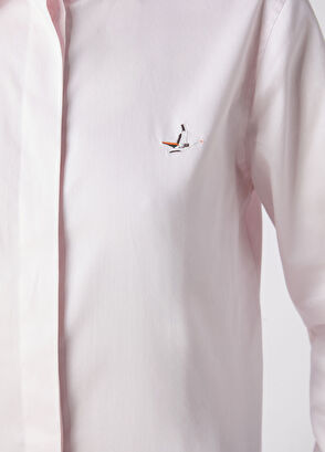 Beymen Club Pink Bird Logo Embroidered Basic Poplin Shirt - 8