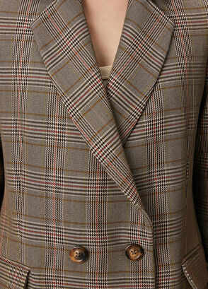 Beymen Club Kamel Ekose Desenli Yün Kruvaze Blazer - 7