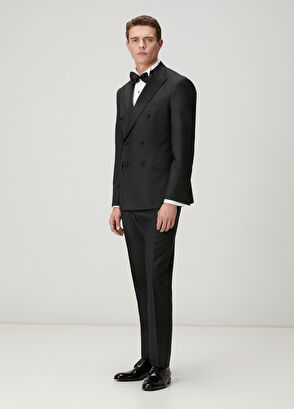 Beymen Club Siyah Yün Kruvaze Smokin - 4