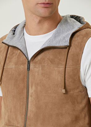 Beymen Club Taba Kapüşonlu Süet Yelek - 6