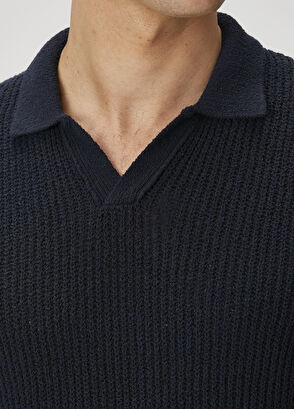 Beymen Club Navy Blue Knit Textured Short Sleeve Sweater - 7