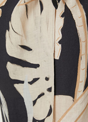 Beymen Club Siyah Ekru Desenli Midi Keten Etek - 7