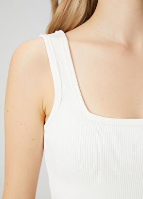 Beymen Club Off-White Square Neck Tank Top - 6