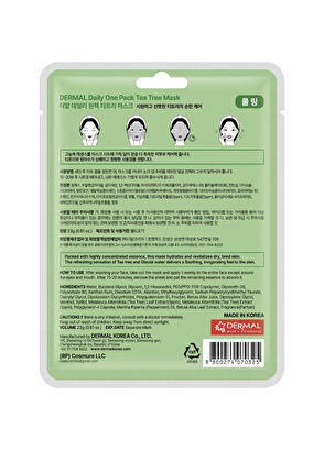 Dermal Tea Tree Mask Kuru ve Yorgun Ciltler İçin Nemlendirici ve Canlandırıcı Çay Ağacı Kore Maskesi 23 gr - 6
