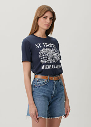 Michael Michael Kors Navy Blue Printed T-Shirt - 3