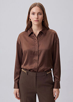 Beymen Club Brown Silk Twill Shirt - 3