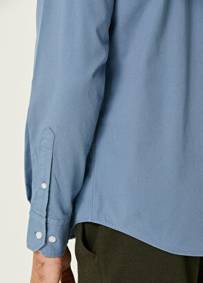 Beymen Club Comfort Fit Blue Gabardine Textured Shirt - 7