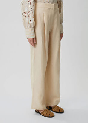 Beymen Club Beige Belted Linen Trousers - 3