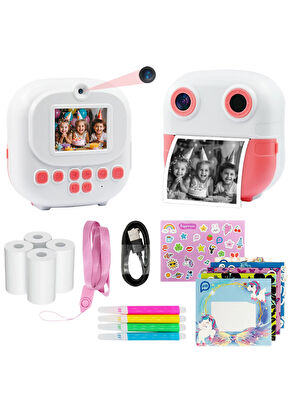 Piili Pembe Print Çocuk Şipşak Fotoğraf Makinesi - 6