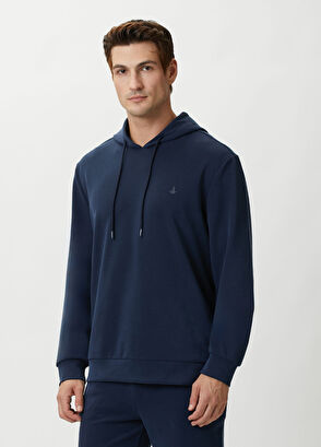 Beymen Club Navy Blue Hooded Modal-Blend Sweatshirt - 3