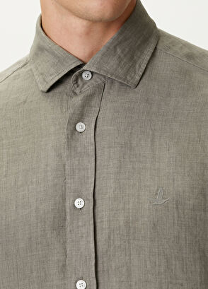 Beymen Club Comfort Fit Italian Collar Delave Linen Shirt - 6