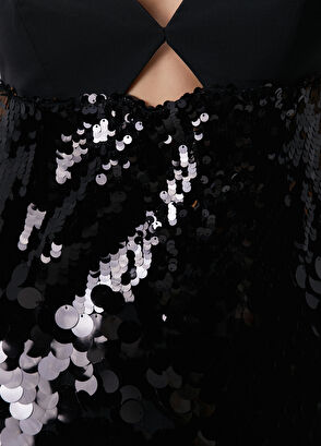 Siyah Payetli Mini Abiye Elbise - Görsel 7