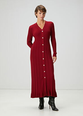 Beymen Club Bordo Midi Triko Elbise - 3