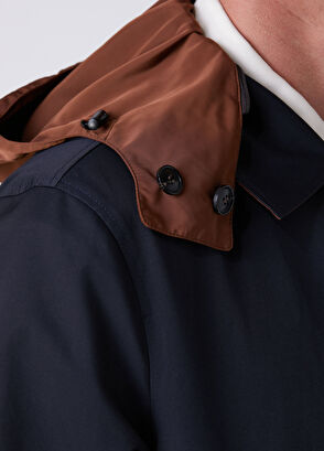 Beymen Club Navy Blue Tan Hooded Reversible Overcoat - 8