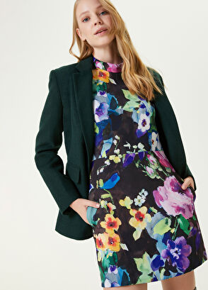 Beymen Club Siyah Dik Yaka Çiçekli Mini Elbise - 6