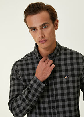 Beymen Club Comfort Fit Antrasit Ekoseli Flanel Gömlek - 7