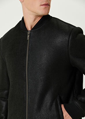 Beymen Club Black Bomber Leather Coat - 7