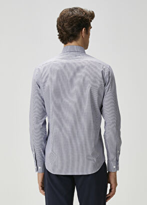 Beymen Club Comfort Fit Lacivert Beyaz Non-iron Gömlek - 4