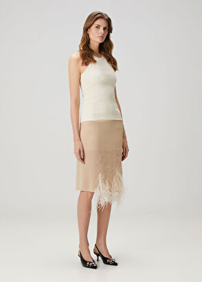 The Attico Krem İşlemeli Midi Kokteyl Elbise - 3