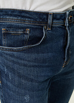 Beymen Club Navy Blue Slim Fit Distressed Jeans - 4