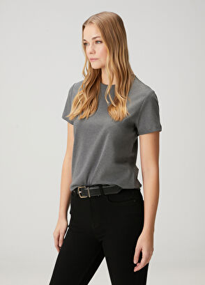 Beymen Club Gri Melanj Basic T-shirt - 4