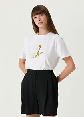 Beymen Club Kırık Beyaz Metalik Logolu T-shirt - 4