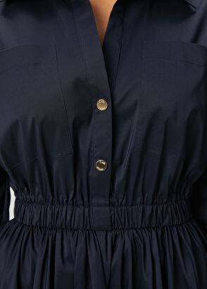 Beymen Club Dark Navy Midi Taffeta Shirt Dress - 6