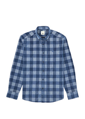 Beymen Club Lacivert Kare Desenli Kadife Gömlek - 8