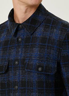 Beymen Club Siyah Ekose Desenli Flanel Örme Dış Gömlek - 6