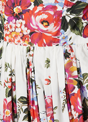 Beyaz Çiçekli Midi Elbise - Görsel 7