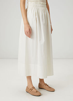 Beymen Club Kırık Beyaz Beli Lastikli Midi Etek - 4