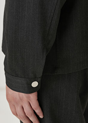 Beymen Club Antrasit Silik Çizgi Desenli Dış Gömlek - 8