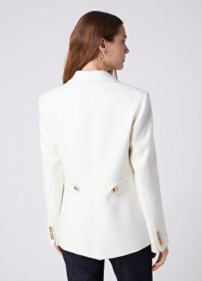 Beymen Club Off-White Double-Breasted Blazer - 6