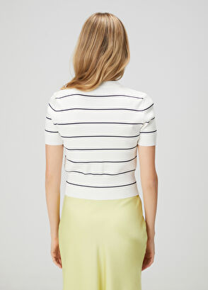 Beymen Club Ekru Lacivert Çizgili Hırka - 5