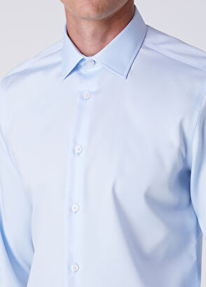 Beymen Club Slim Fit Açık Mavi Pamuk Saten Non-iron Gömlek - 7