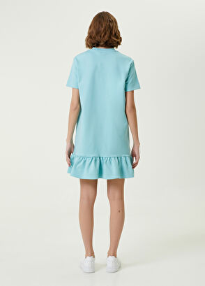 Beymen Club Turquoise Logo Ruffled Mini Jersey Dress - 6