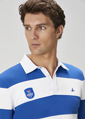 Beymen Club x Anadolu Efes Mavi Beyaz Polo Sweatshirt - 7