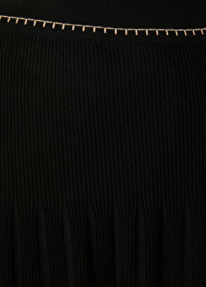 Beymen Club Siyah Çizgi Dokulu Midi Etek - 6