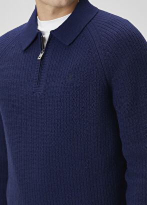 Beymen Club Lacivert Polo Yaka Yün Triko - 6