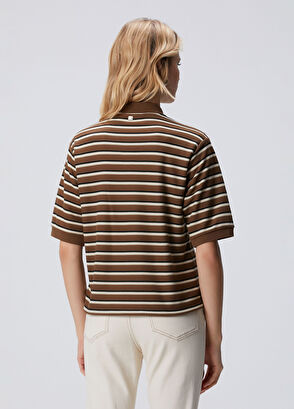 Network Kahverengi Çizgili Pike Sweatshirt - 5